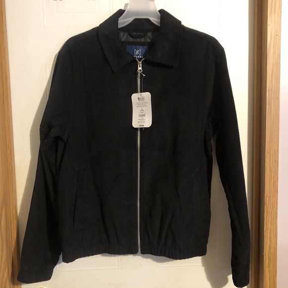 George Other - GEORGE Men Full Zip Corduroy Work Jacket Size S Black NEW